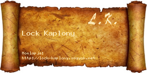 Lock Kaplony névjegykártya